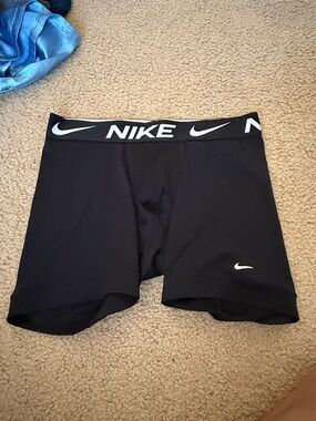 Nike Black Performance Compression Boxer Briefs with White Logos